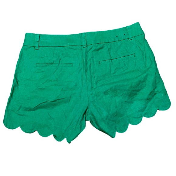 J. Crew Scalloped Edge Women’s Linen & Cotton Blend Shorts Green Size 4 - Picture 2 of 3
